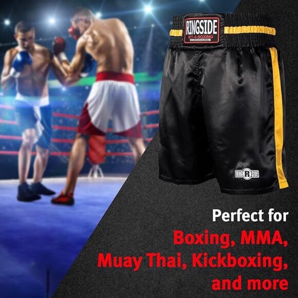 Ringside Pro-Style Boxing Trunks (Black-Gold, Medium) - Picture 14 of 16